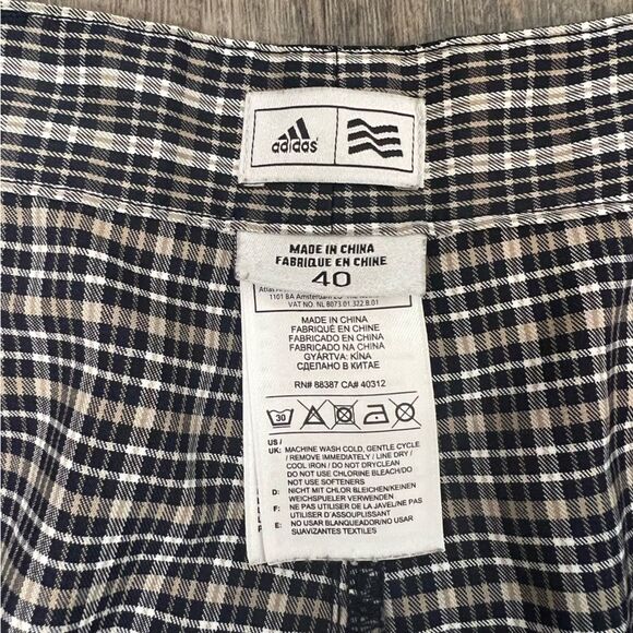 Adidas Men's Flat Front Plaid Performance Shorts Size 40 11" Black/Tan Pockets - Picture 4 of 8